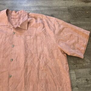 Tommy Bahama 100% Silk Loop Collar Camp Shirt Men's‎ XXL Coral